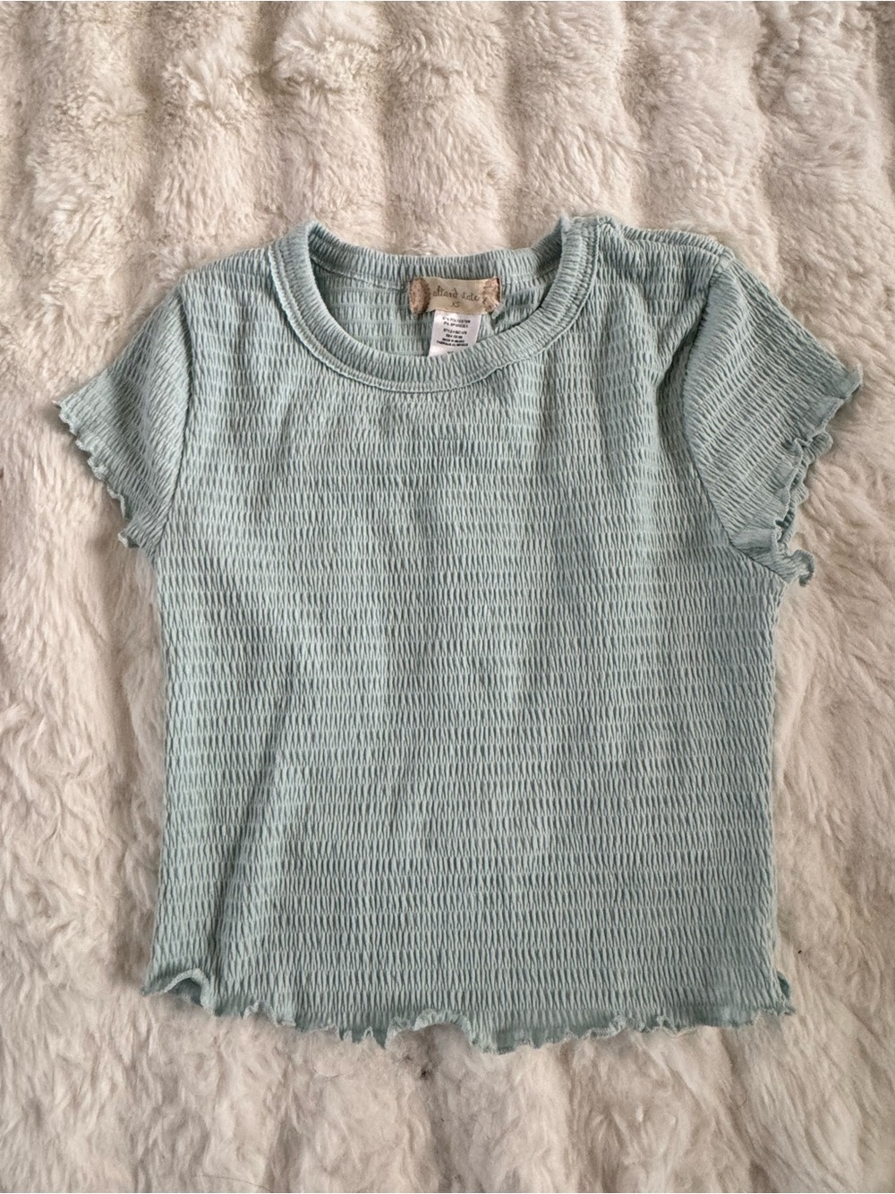 Altar'd State Light Aqua Smocked Tee Top